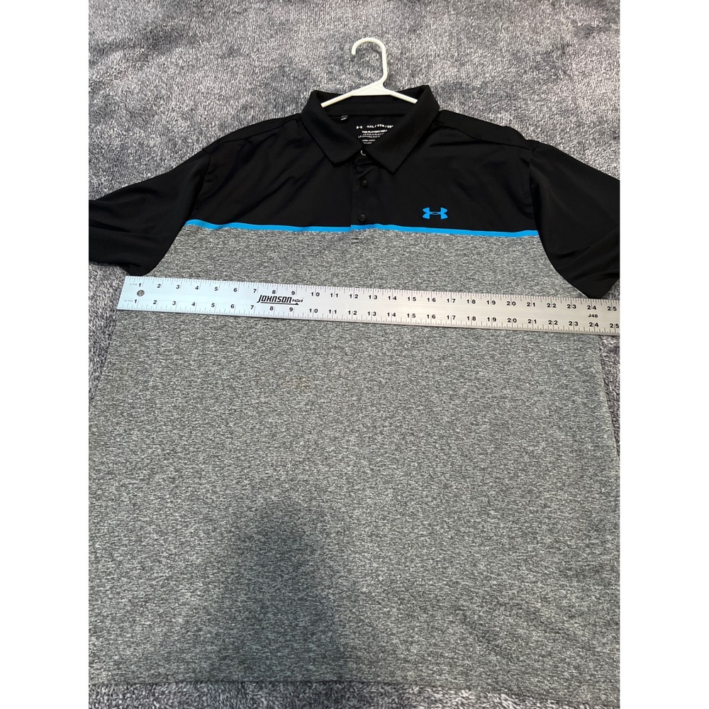 Under Armour Mens Playoff Polo Shirt XXL Black Grey Blue Colorblock 1327037-019 - Picture 9 of 13